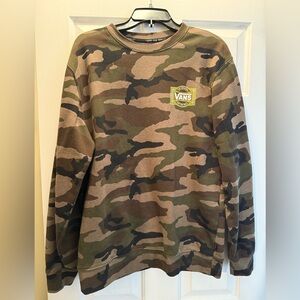 Vans Men's Green and Brown Camo Crewneck Sweater